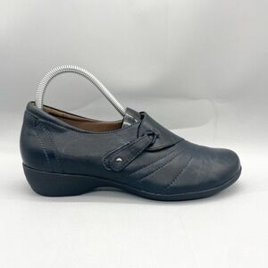 Dansko Womens 38 7.5 Franny Loafers Shoes Navy Blue Leather Slip On Comfort Work